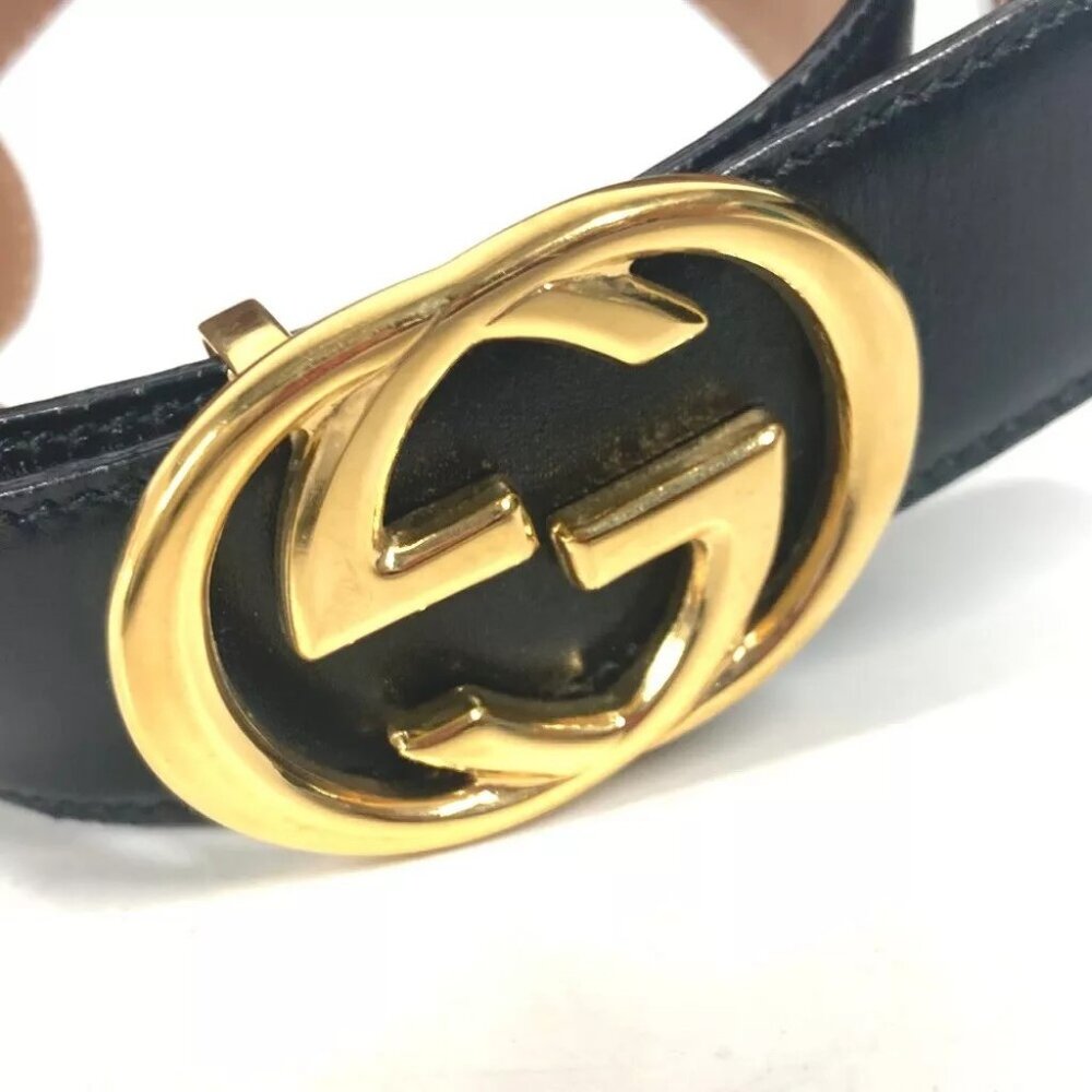 GUCCI 036・519・2964 vintage GG logo buckle Accessories belt Black/GoldHar... - Picture 6 of 16